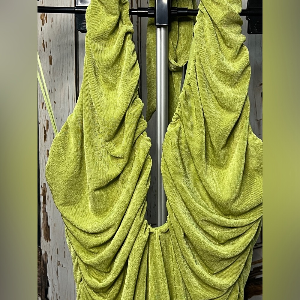 Festival Lime Green Ruched Dress - Picture 2 of 7